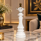 White & Gold Lotus Pillar Showpiece for Home Decor