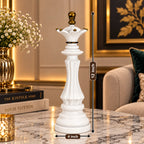White & Gold Lotus Pillar Showpiece for Home Decor