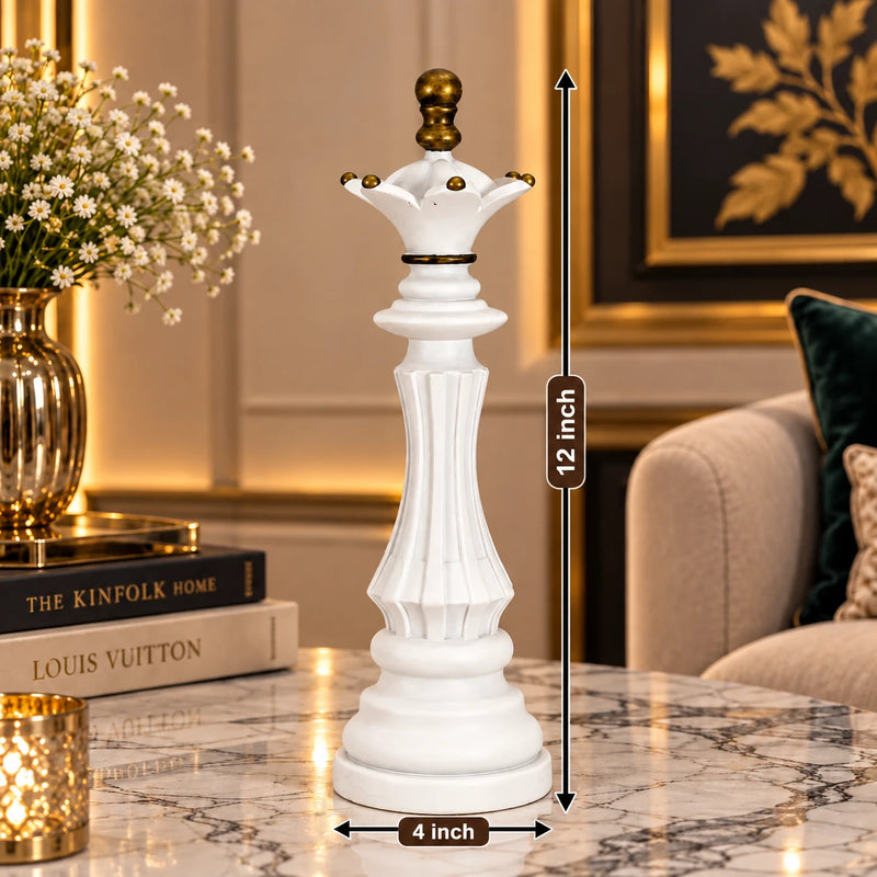 White & Gold Lotus Pillar Showpiece for Home Decor