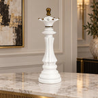 White & Gold Lotus Pillar Showpiece for Home Decor