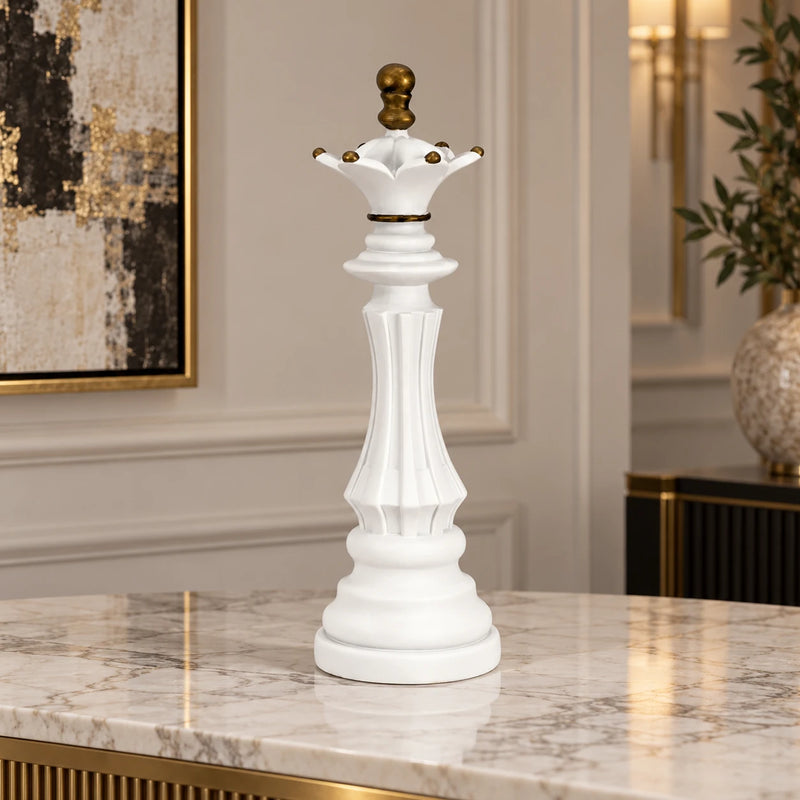 White & Gold Lotus Pillar Showpiece for Home Decor