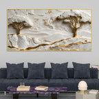 White & Golden Tranquil Landscape 3D Canvas Wall Painting