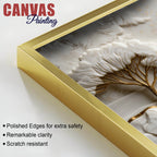White & Golden Tranquil Landscape 3D Canvas Wall Painting
