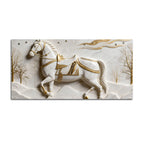 White Horse Scenic 3D Canvas Wall Painting