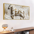 White Horse Scenic 3D Canvas Wall Painting
