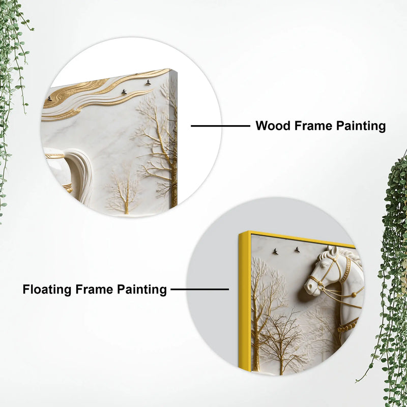 White Horse Scenic 3D Canvas Wall Painting