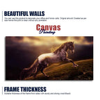 White Horse with Golden Hair Premium Canvas Panoramic Wall Hanging
