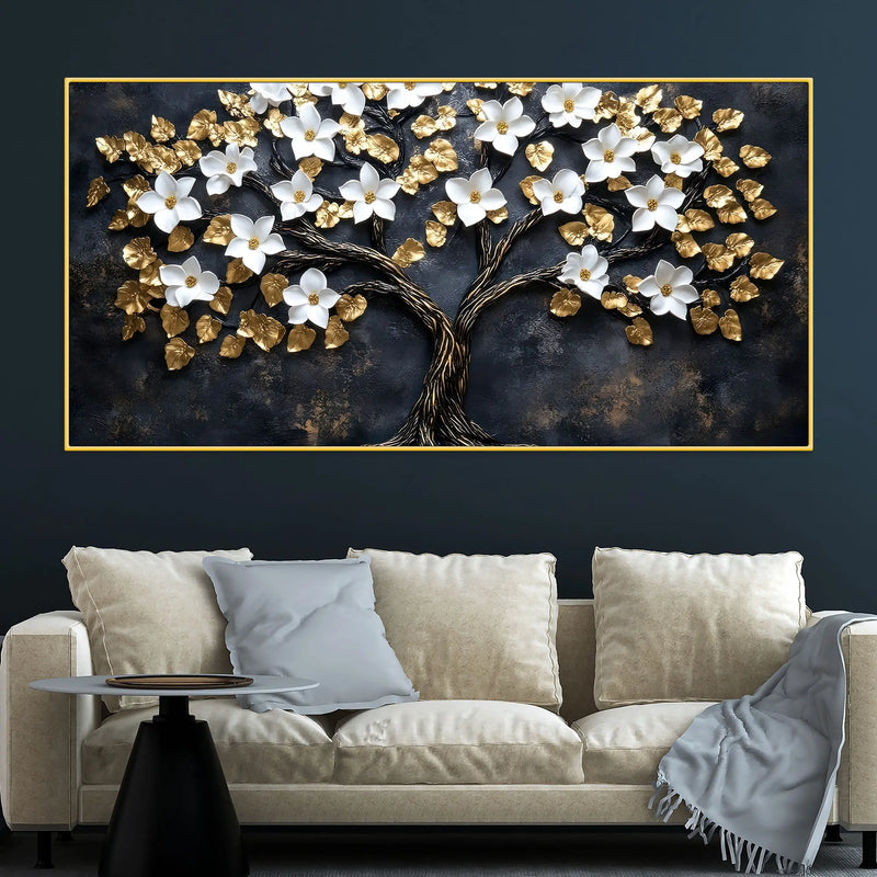 white-magnolia-tree-with-golden-leaves-3d-canvas-wall-painting