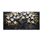 White Magnolia Tree with Golden Leaves 3D Canvas Wall Painting