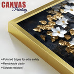 White Magnolia Tree with Golden Leaves 3D Canvas Wall Painting