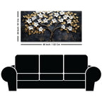 White Magnolia Tree with Golden Leaves 3D Canvas Wall Painting