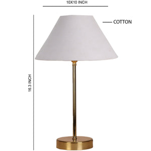 White Solid Traditional Bedside Table Lamp with Golden Finish Base