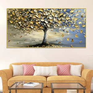 Wide Abstract Tree Canvas Painting for Wall Art Decoration