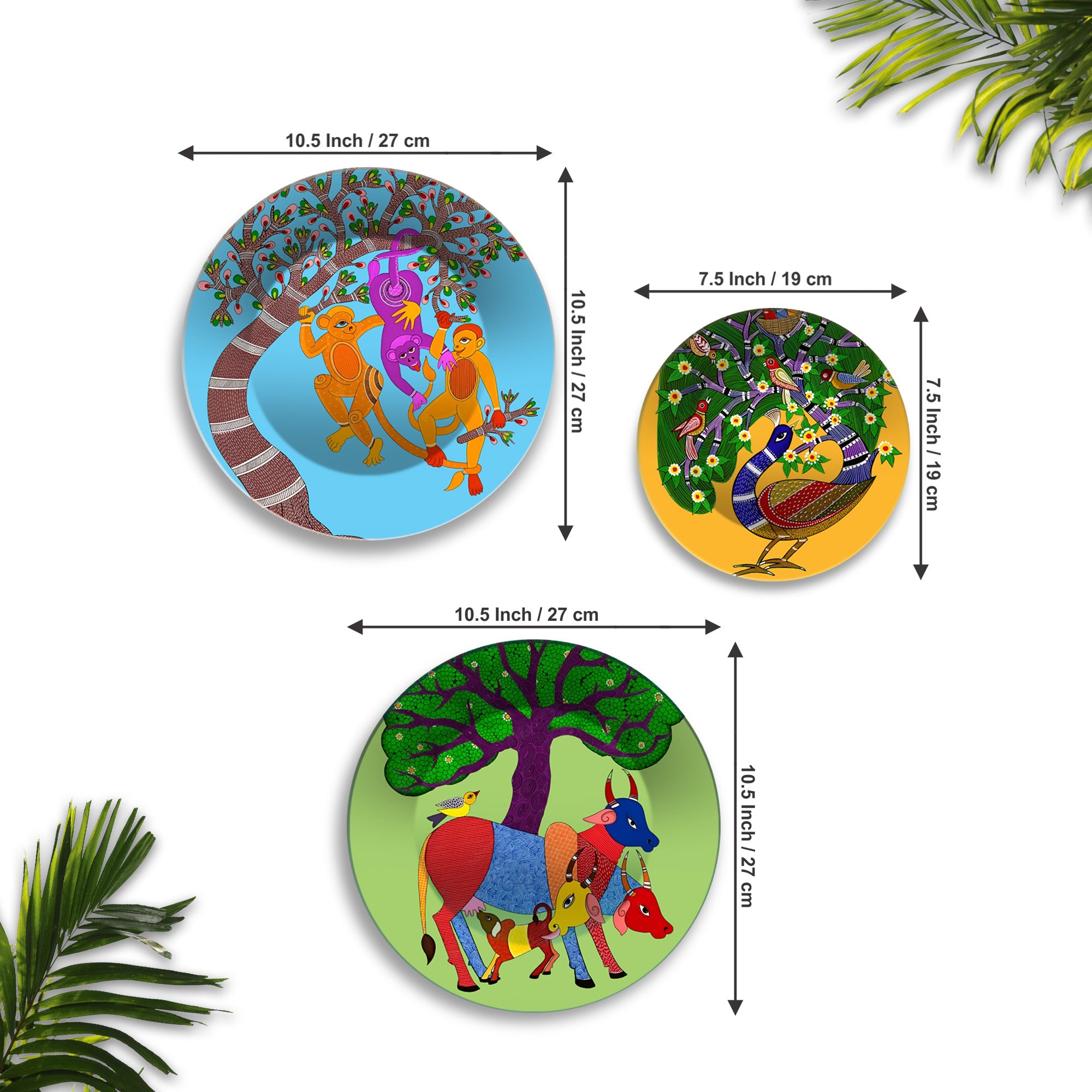 Wild Harmony Tribal Animal Premium Wall Plates Painting Set of 3