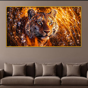 Wild Tiger Premium Designer Crystal Glass Wall Painting