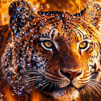 Wild Tiger Premium Designer Crystal Glass Wall Painting