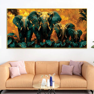 wildlife-elephant-with-gold-splash-effect-canvas-wall-painting