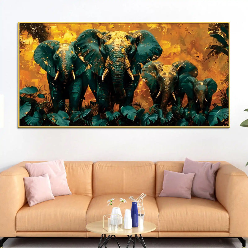 wildlife-elephant-with-gold-splash-effect-canvas-wall-painting