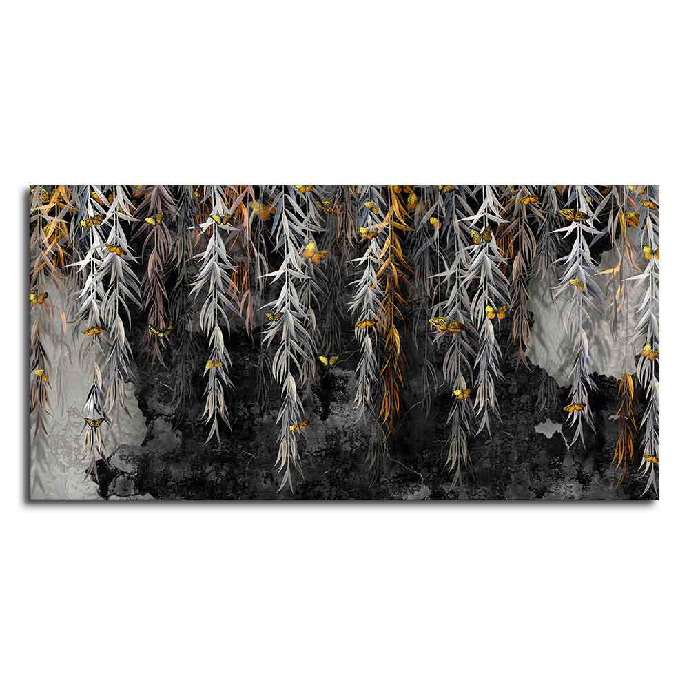 Willow Branches with Gold Butterflies Wall Painting