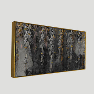 Willow Branches with Gold Butterflies Wall Painting