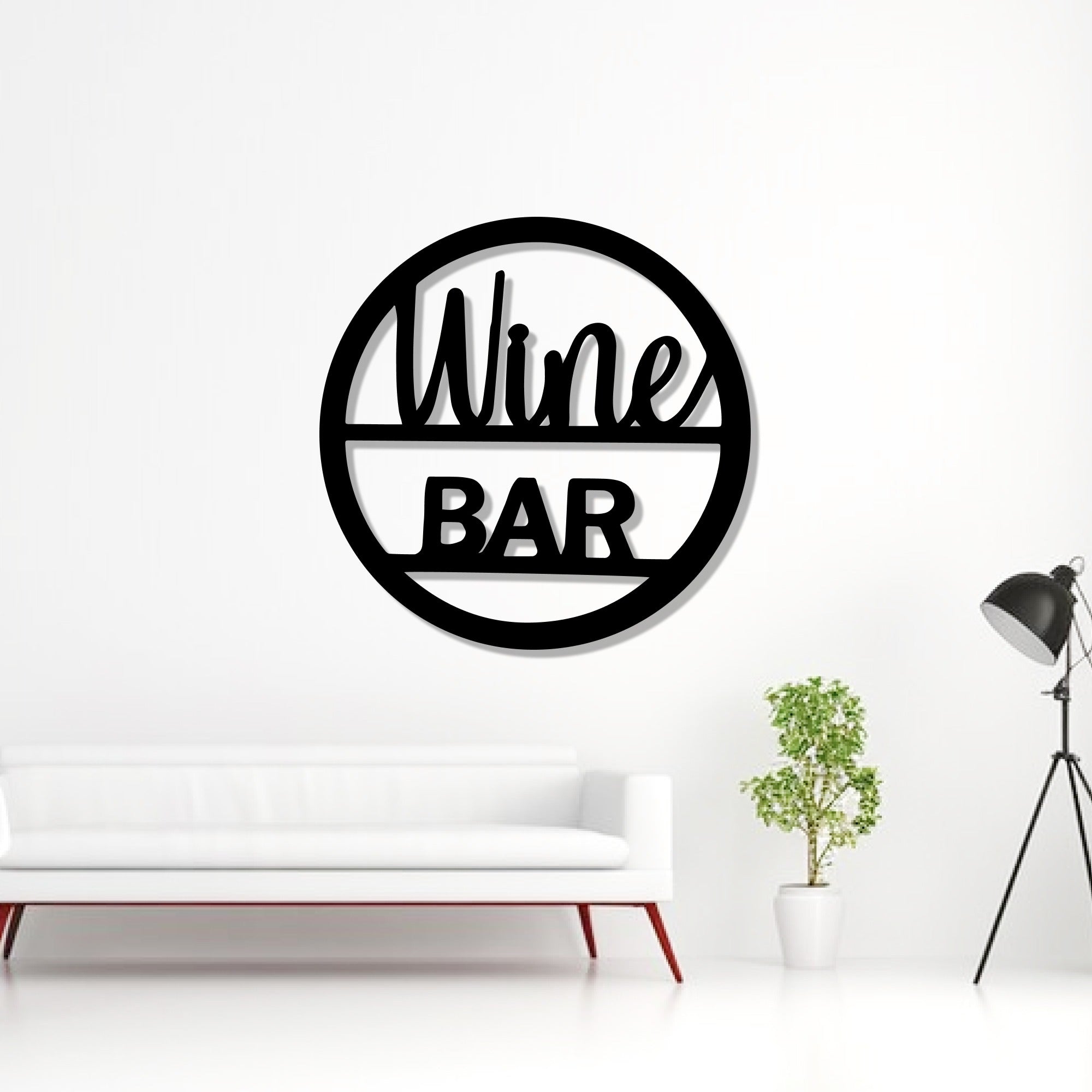 Wine Bar Text Sign Metal Art Wall Decor