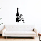 Wine Bottle with Glass and Rose Wall Metal Art Decor