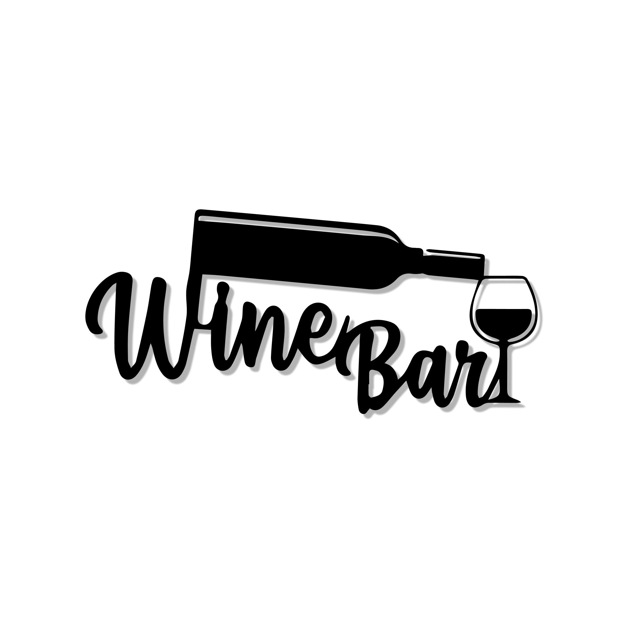 Wine Bottle with Glass Bar Sign Metal Art Wall Decor