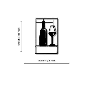 Wine Bottle with Glass Design Bar Metal Art Wall Decor