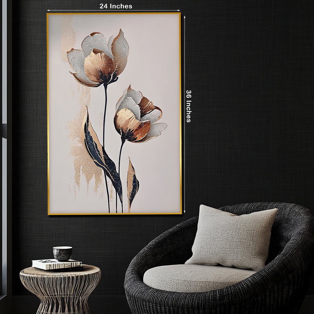 Winter Bloom Framed Crystal Glass Painting