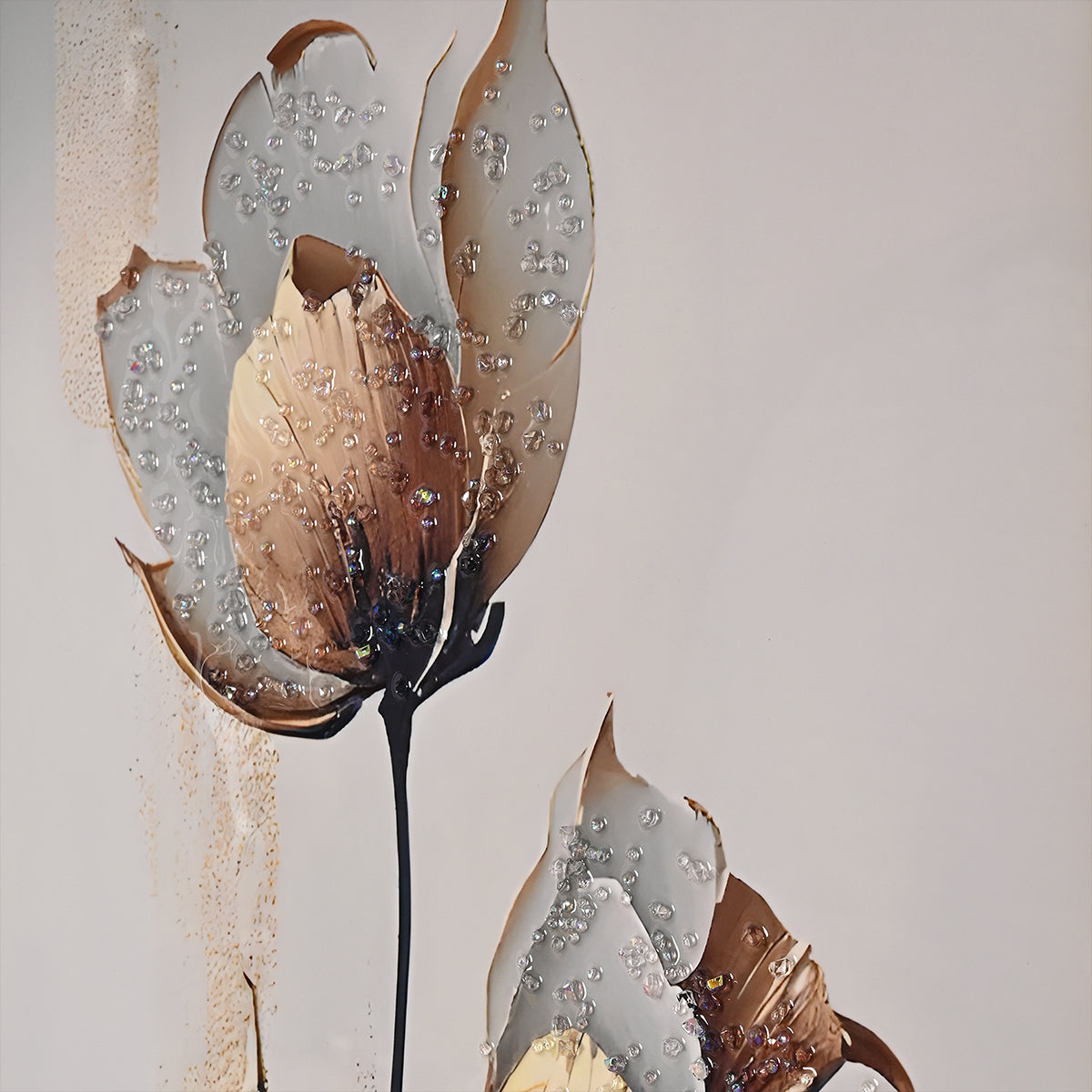 Winter Bloom Framed Crystal Glass Painting