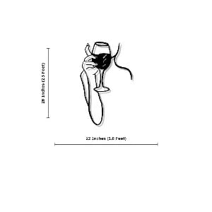 Woman Drinking Wine Minimalist Line Metal Art Decor