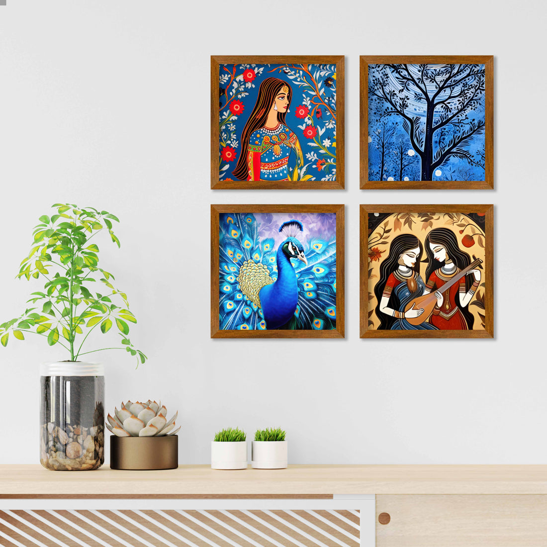 Women Portrait Modern Art Wall Frame Set of Four