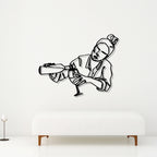 Women Pouring Wine Line Art Metal Wall Artwork Decor