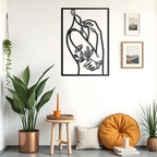 Women With Flower Line Metal Artwork Wall Decor