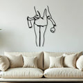 Women with Wine Line Art Metal Wall Art Decor