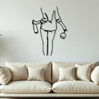 Women with Wine Line Art Metal Wall Art Decor