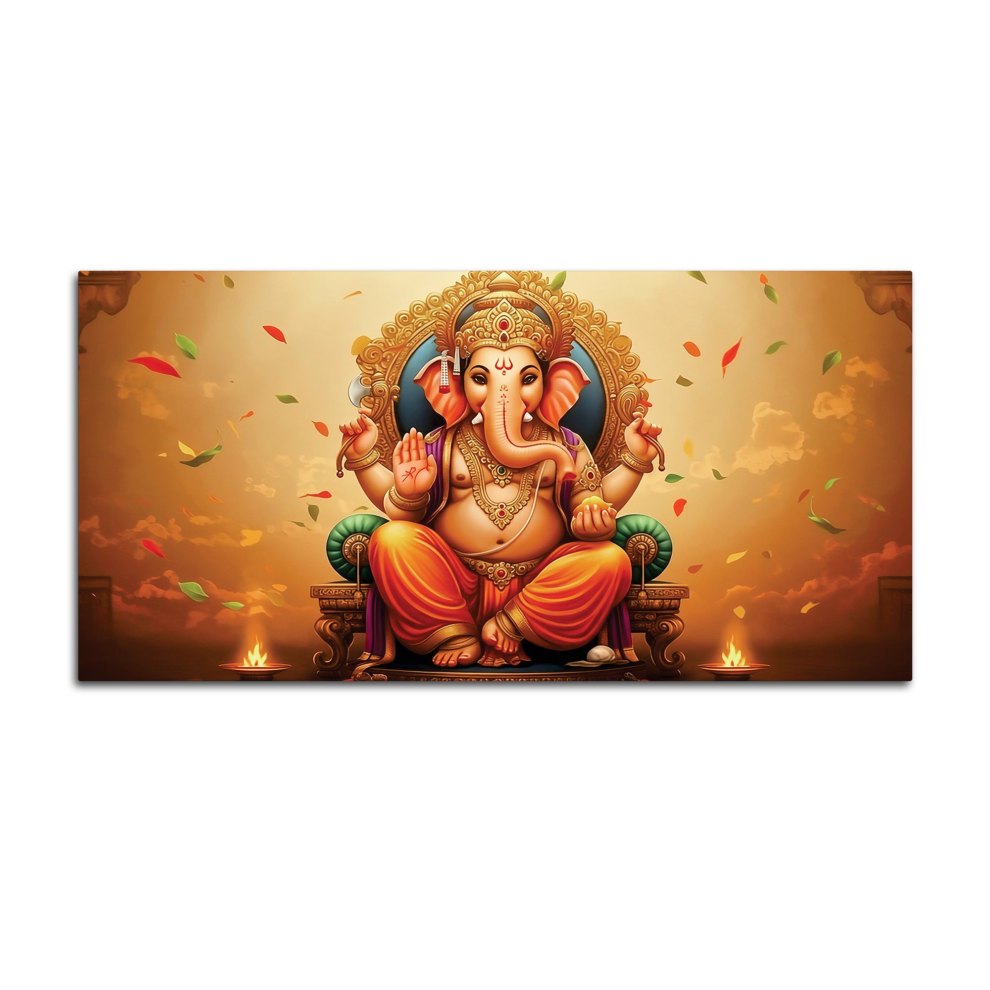 Wonderful Lord Shri Ganeshji Giving Blessing Canvas Wall Painting for Home & Office Wall Decor – Elegant Spiritual Art