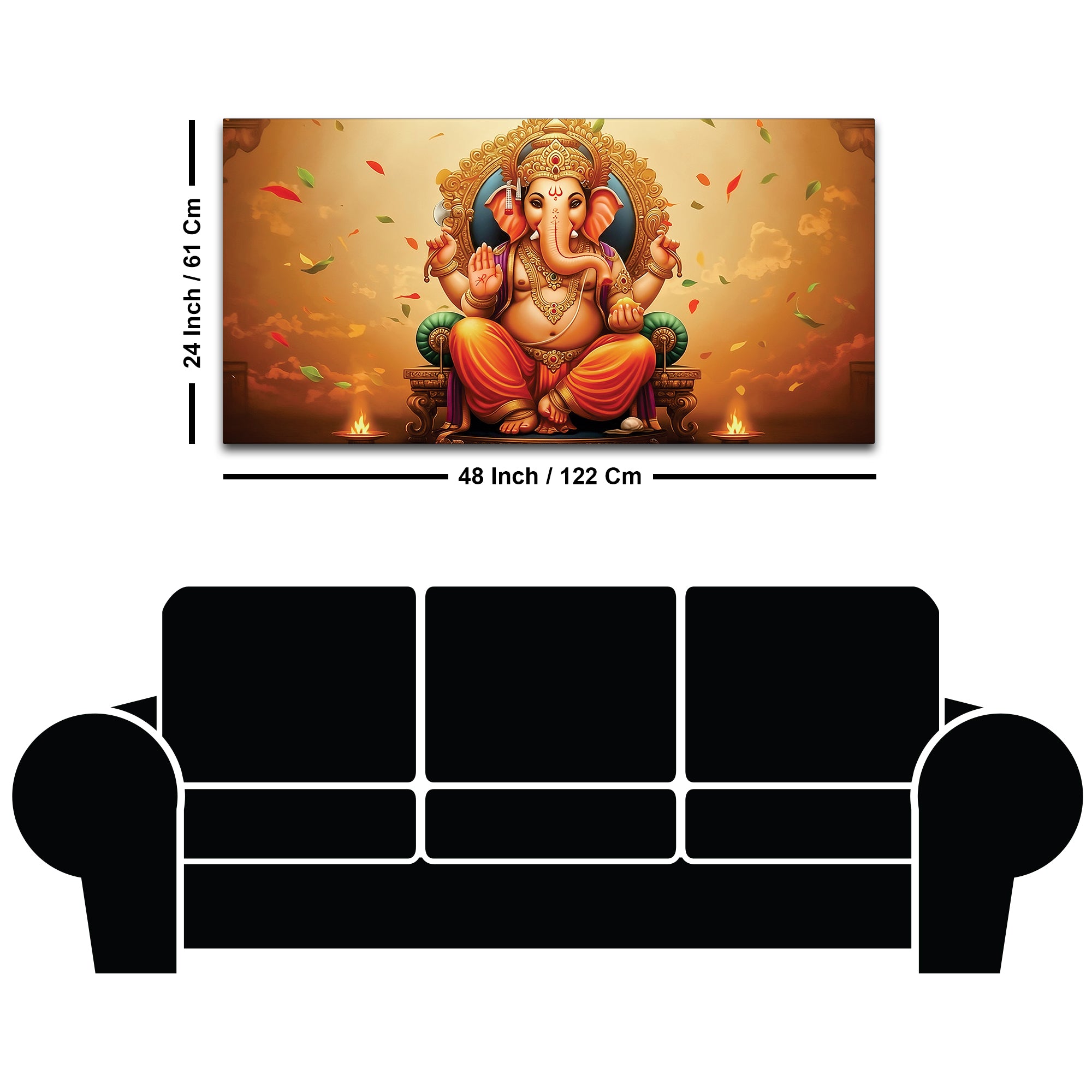 Wonderful Lord Shri Ganeshji Giving Blessing Canvas Wall Painting for Home & Office Wall Decor – Elegant Spiritual Art