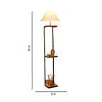 Wooden Aesthetic Floor Lamp With Shelve For Living Room, Bedroom