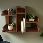 Wooden Desktop Book Rack with Multi Storage Shelves