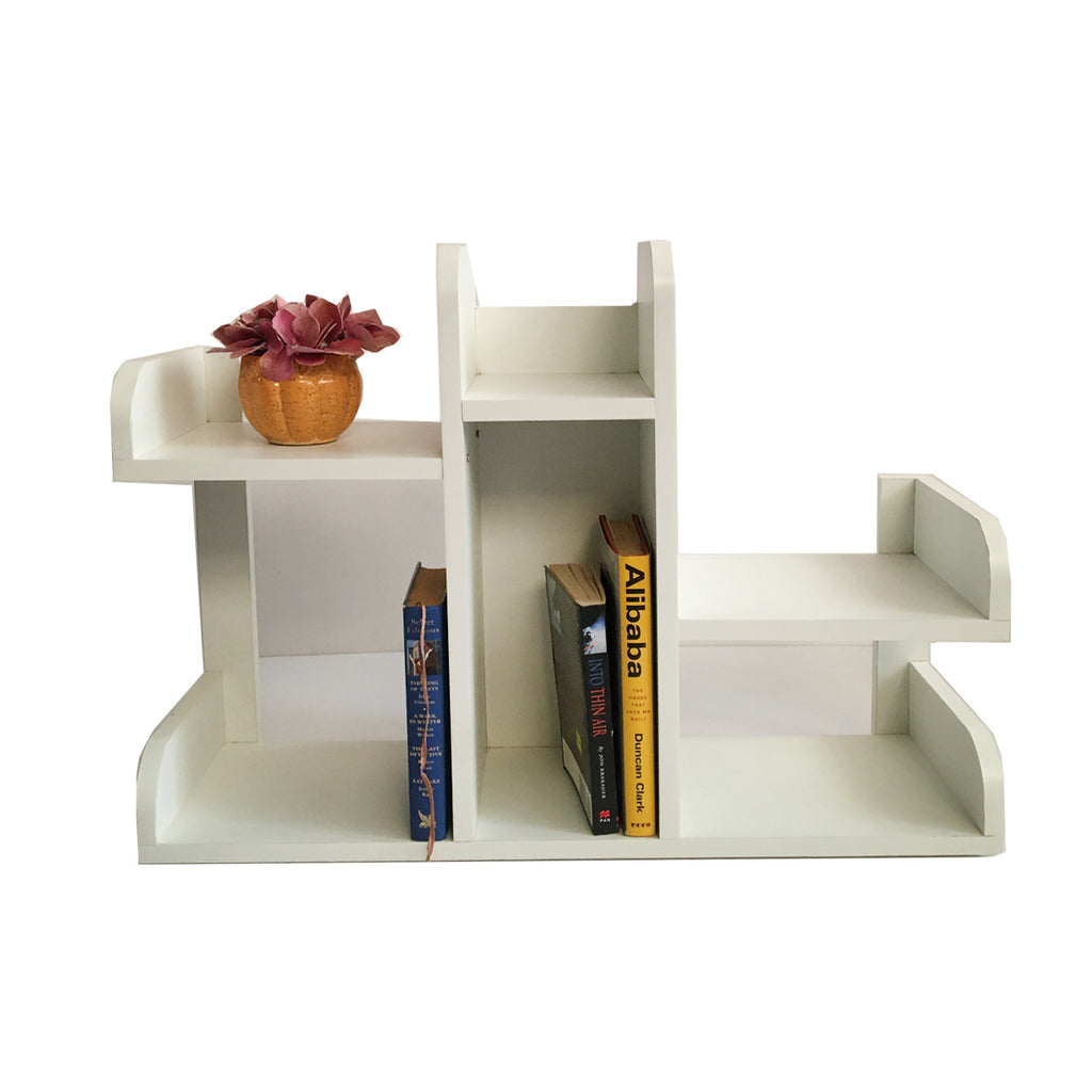 Wooden Desktop Book Rack with Multi Storage Shelves