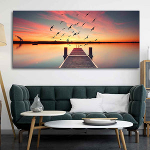 Wooden Jetty in Sunset Canvas wall Painting