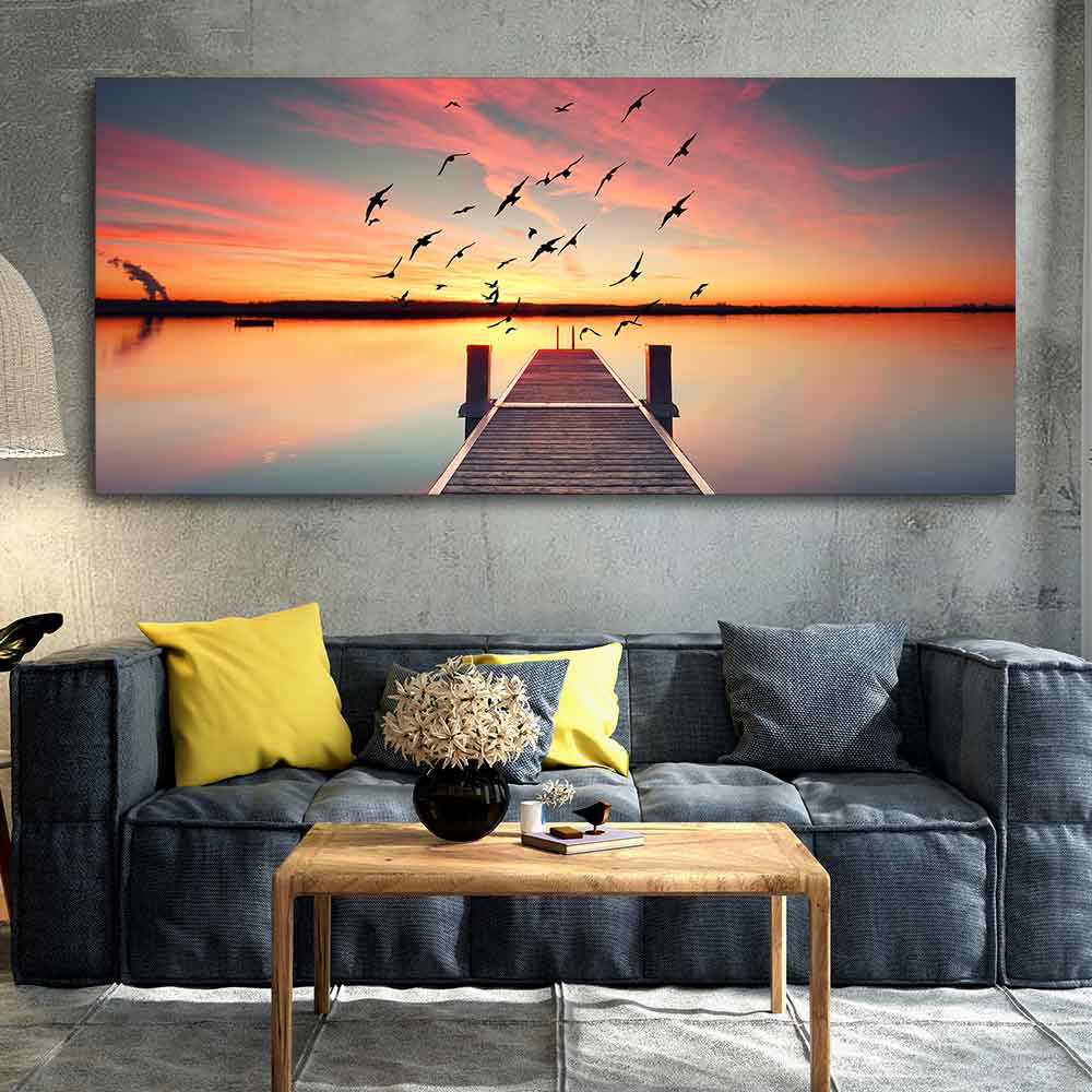 Wooden Jetty in Sunset Canvas wall Painting