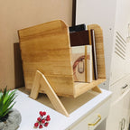 Wooden Magazine & Book Holder for Desk Storage