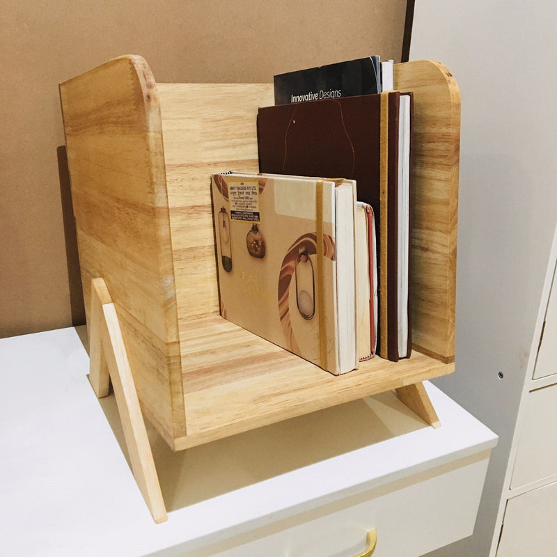 Wooden Magazine & Book Holder for Desk Storage