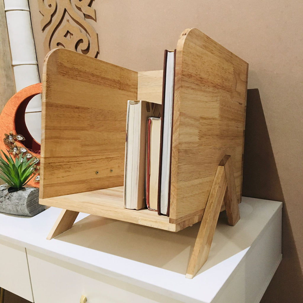 Wooden Magazine & Book Holder for Desk Storage