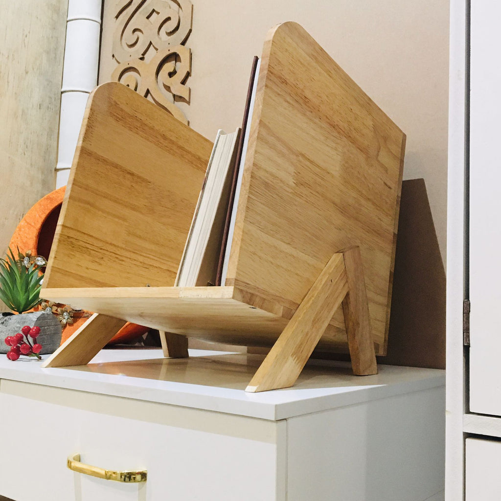 Wooden Magazine & Book Holder for Desk Storage