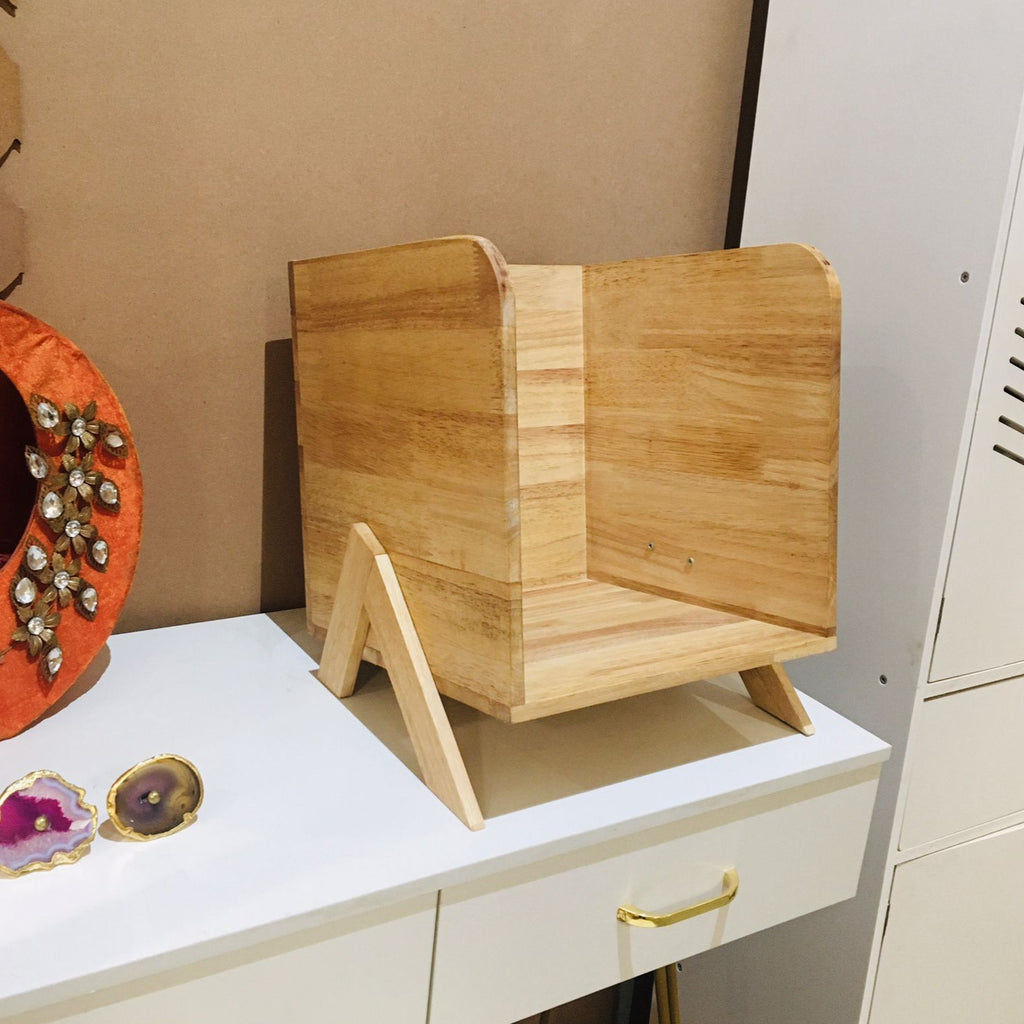 Wooden Magazine & Book Holder for Desk Storage