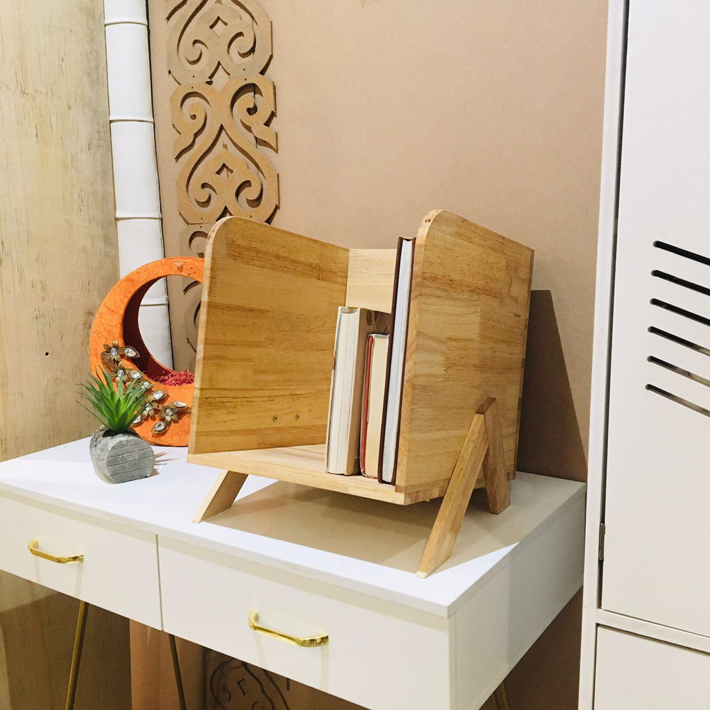Wooden Magazine & Book Holder for Desk Storage