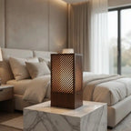 Wooden Night Light Modern Look Lining Pattern Table Lamp For Home Decor | Living Room